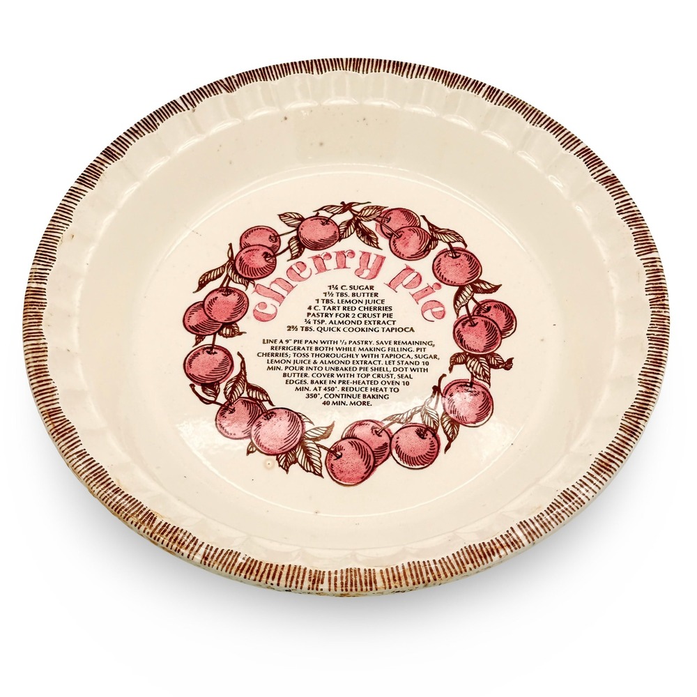 Royal China Jeannette Country Harvest Cherry Pie Recipe Dish 10" farmhouse Retro